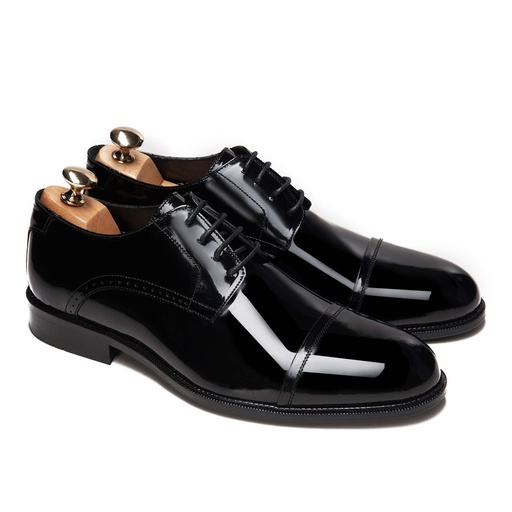 Cap Toe Derby Glossy Black