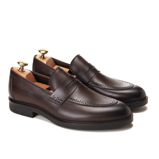 [LC1-12-Genuine Brown] Un Aldric Step Loafer Genuine Brown