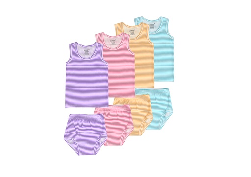 [1700] Baby Girl Set " Sleeveless Flannel &Stripe Panty"