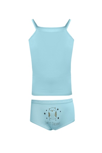 [1744-08] Girls'set " protal top+ panty" Terquse